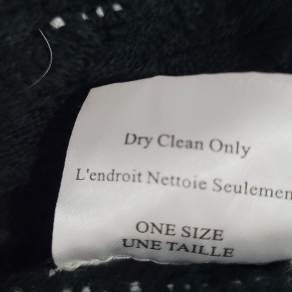 Free People Black White Hooded Toggle Boho Fringe Cape Sweater One Size O/S - Picture 13 of 13